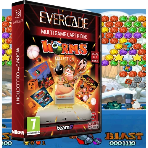 Evercade #18, Worms Collection 1, 3v1, Retro, Multi Game, Herný softvérový balík