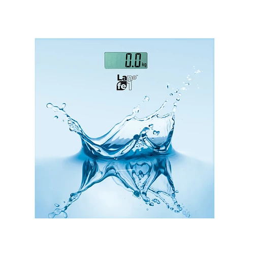 LaFe WLS002.1, max.150 kg, LCD, funkcia Tare, vzor kvapky vody, sklo, modrá, digitálna osobná váha