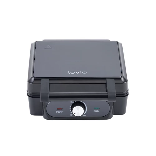 Aparat de facut vafe, Lovio LVWF001BK, 1400W, 4 felii, Controlul temperaturii, Antiaderente, Negru