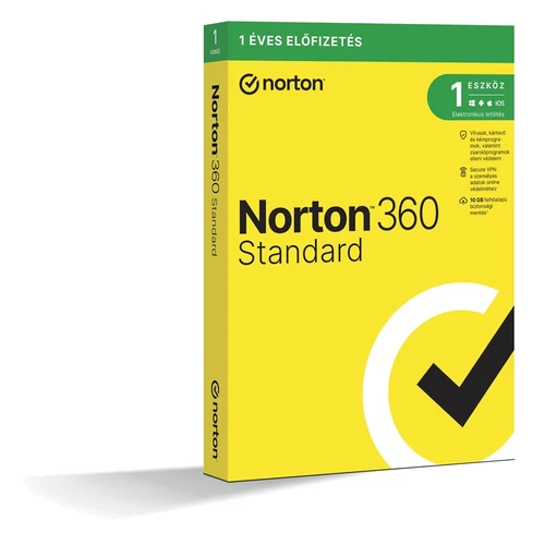 Norton 360 Standard, 10GB, HUN, 1 Felhasználó, 1 gép, 1 éves, Dobozos vírusirtó szoftver