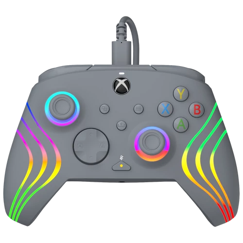 PDP Afterglow Wave, Xbox Series X|S, Xbox One, PC, RGB LED osvetlenie, šedá, káblový ovládač