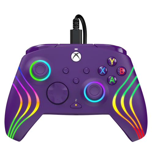 PDP Afterglow Wave, Xbox Series X|S, Xbox One, PC, RGB LED osvetlenie, fialové, káblový ovládač
