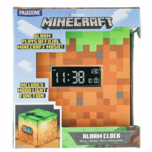 Paladone, Minecraft: Grass Block™, 4,33", LED osvetlenie, USB, Káblové, Digitálny budík