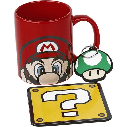Pyramid GP85204, Super Mario, Official, Bögre, alátét és kulcstartó ajándék szett