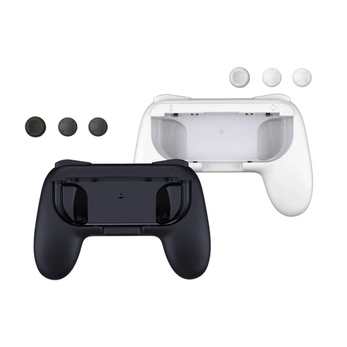 Prindere Joy-Con + Thumb Grips, QWare Gaming Controller Holders, Nintendo Switch, Negru-Alb