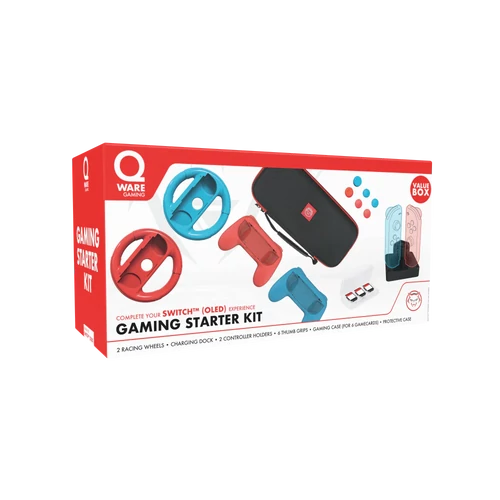 QWare Gaming Starter Kit, Nintendo Switch, 6 elemes, Kék-Piros, Konzol kiegészítő csomag