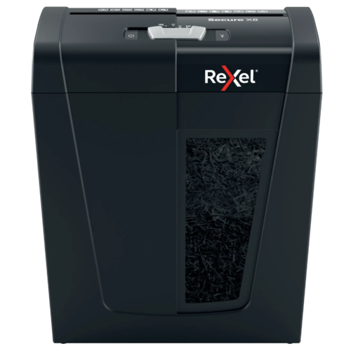 Rexel Secure X8, 14 liter, Konfetti vágás, P-4 DIN, 8 lap, Fekete, Iratmegsemmisítő