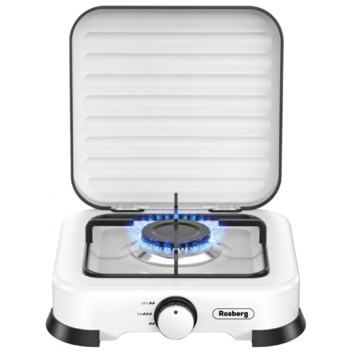 Rosberg R51454D1, 1 zónás, Öntött alumínium égő, Szénacél ház, Hordozható, Fehér, Kültéri gáztűzhely
