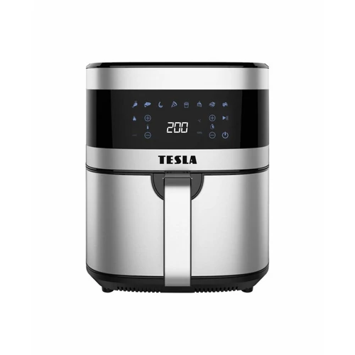 Tesla AirCook Q60 XL, Air fryer, 1500 W, 6 L, 8 program, Digitális, Fekete-Ezüst, Forrólevegős sütő