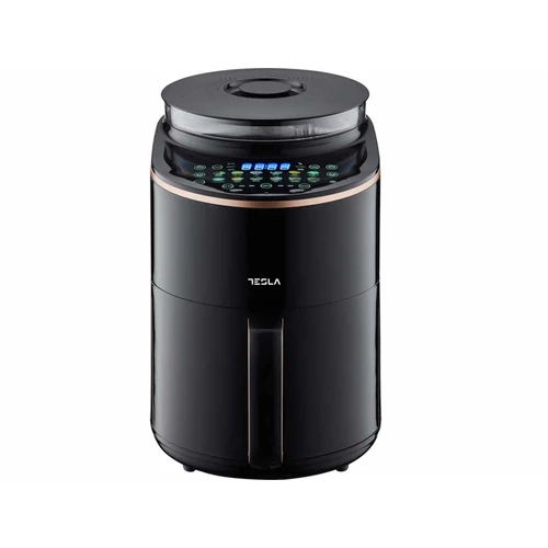 Tesla AF450BCS, Air fryer, 3 in 1, 1500 W, 4.5 l, 30-200 C, Fekete-Réz, Forrólevegős Hibrid sütő