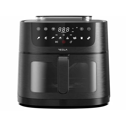 Tesla AF810BGW, Air fryer, 8 L, 1800W, 80-200 C, Wi-Fi, 8 program, Ablakos, Fekete, Forrólevegős Sütő