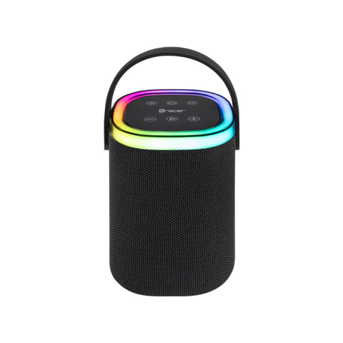 Tracer Stripe XL, 10 W, TWS, Bluetooth, IPX5, FM rádió, RGB, Fekete, Hordozható hangszóró