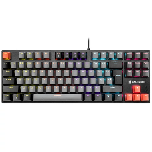 Tastatura cu fir, Tracer Strike 87, GameZone, Rainbow LED iluminare, US, Mecanic, USB, Negru