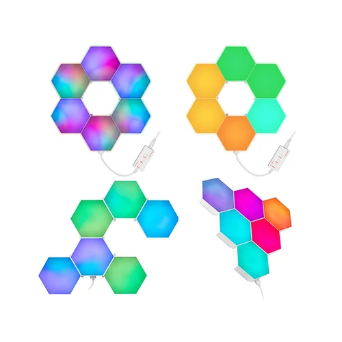 Tracer Ambience, Smart Hexagon, 9 W, Bluetooth 5.0, Wi-Fi, RGB világítás, Fehér, Gamer, Fali lámpa szett