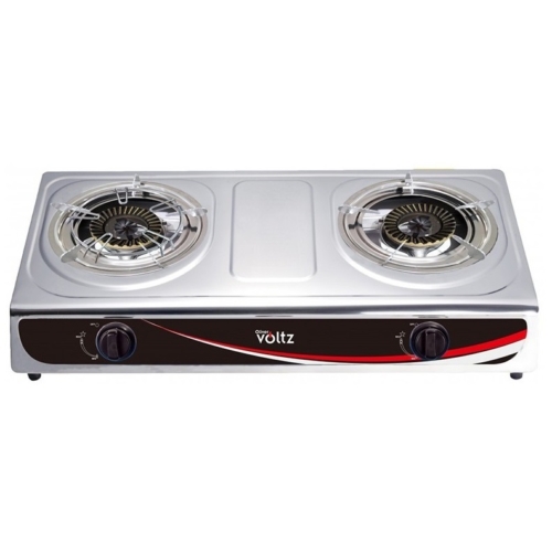 Voltz OV51454BD, 2 zónás, Öntöttvas égők, Rozsdamentes acél panel, Hordozható, Inox, Kültéri gáztűzhely