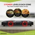 Imagine 5/11 - Brock EP 200 BK, 2500W, 2 zone, 18,5 și 15,5 cm, Fontă, Portabilă, Neagră, Plită electrică