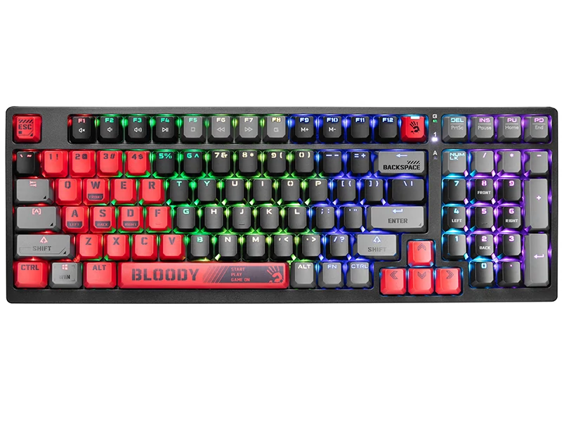 Tastatura cu fir, A4TECH Bloody S98 Sports, Mecanic (BLMS Red Switch), Iluminare RGB, eSport Gaming, US, Red