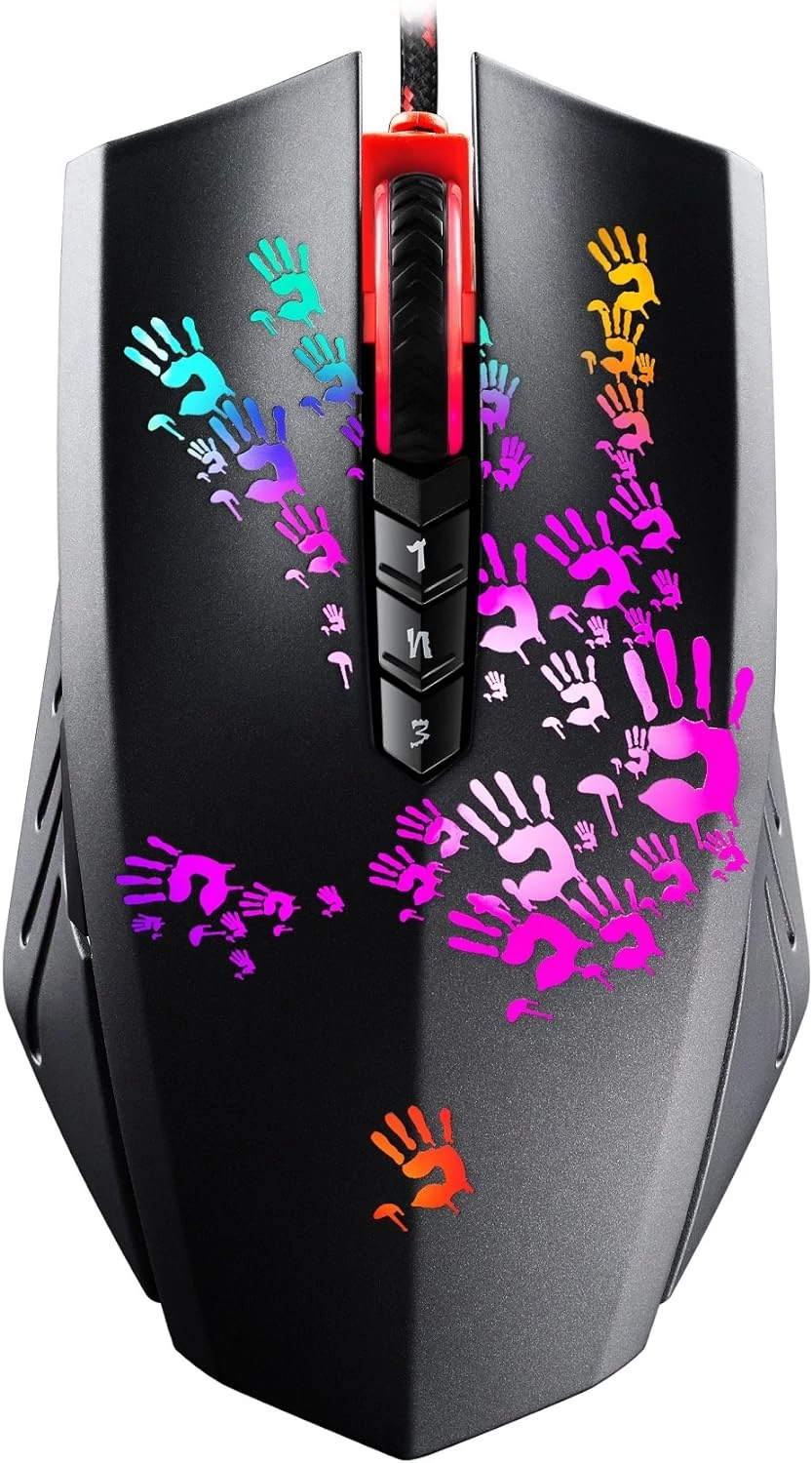 Mouse cu fir, A4TECH Bloody Blazing A60, 6200 DPI, RGB Neon Iluminare, Gaming, USB, PixArt Optic, Negru
