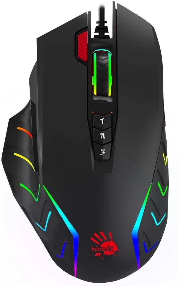 Mouse cu fir, A4TECH Bloody J95, 5000 DPI, Light Strike, RGB Iluminare, Gaming, USB, PixArt Optic, Negru