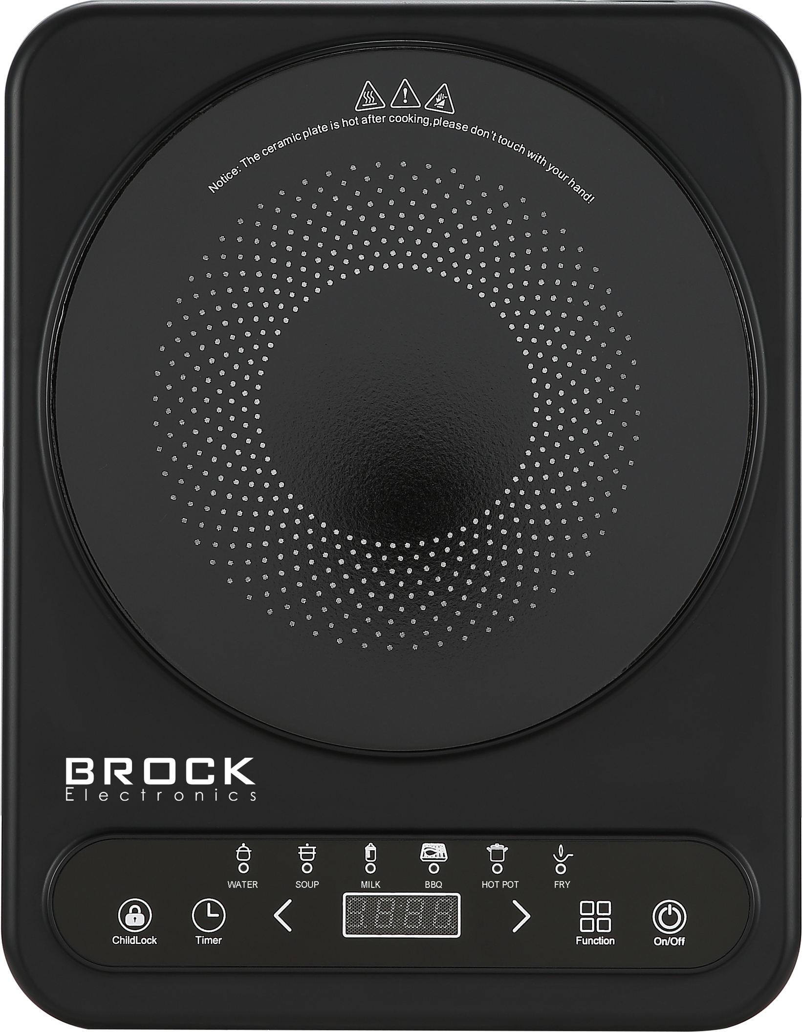 Brock HP 2007, 2000W, 1-zónás, Hordozható, Kerámia, Fekete, Indukciós főzőlap