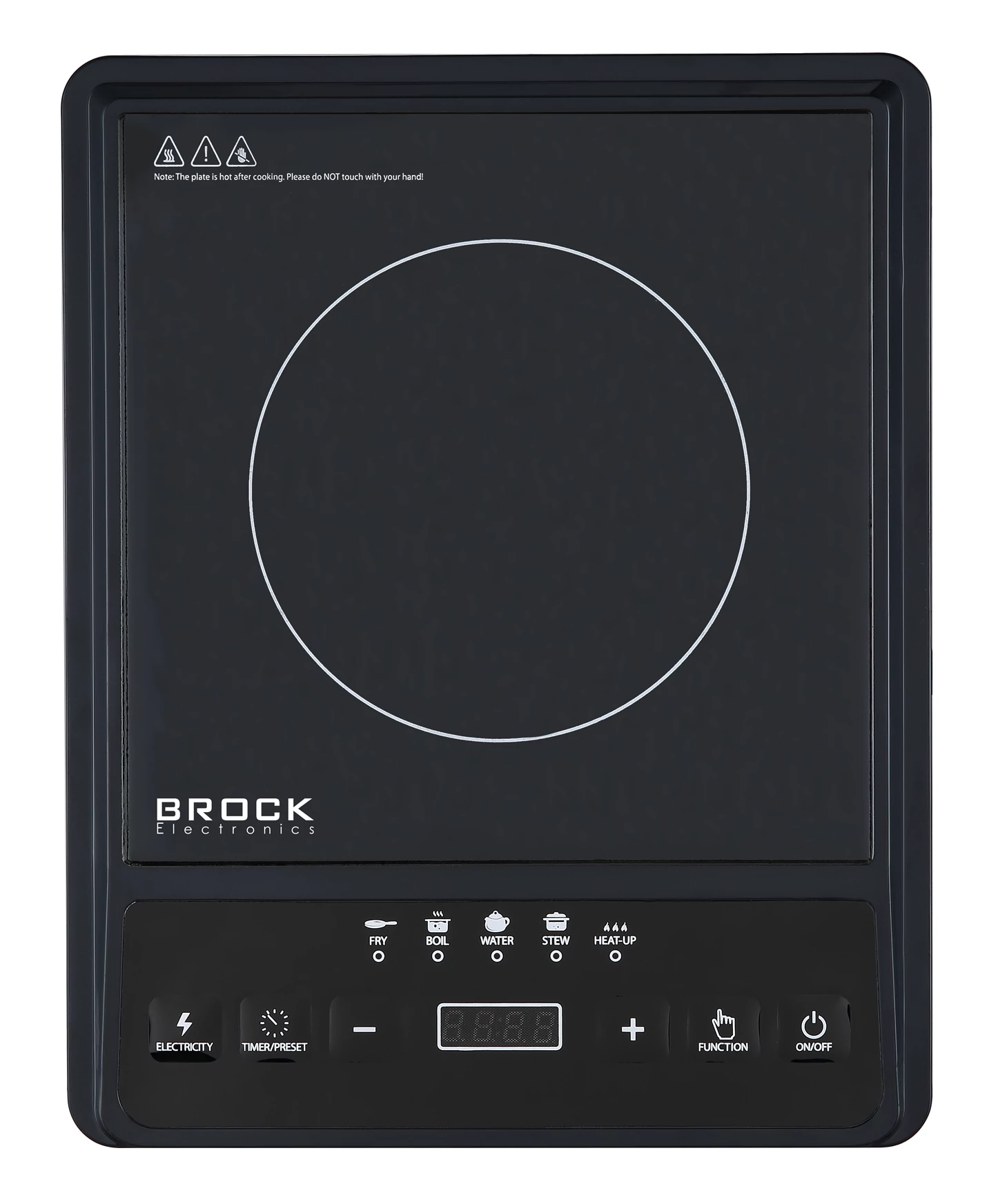 Brock HP 2009, 2000W, 1-zónová, časovač, 5 funkcií varenia, prenosná, keramická, čierna, indukčná varná doska