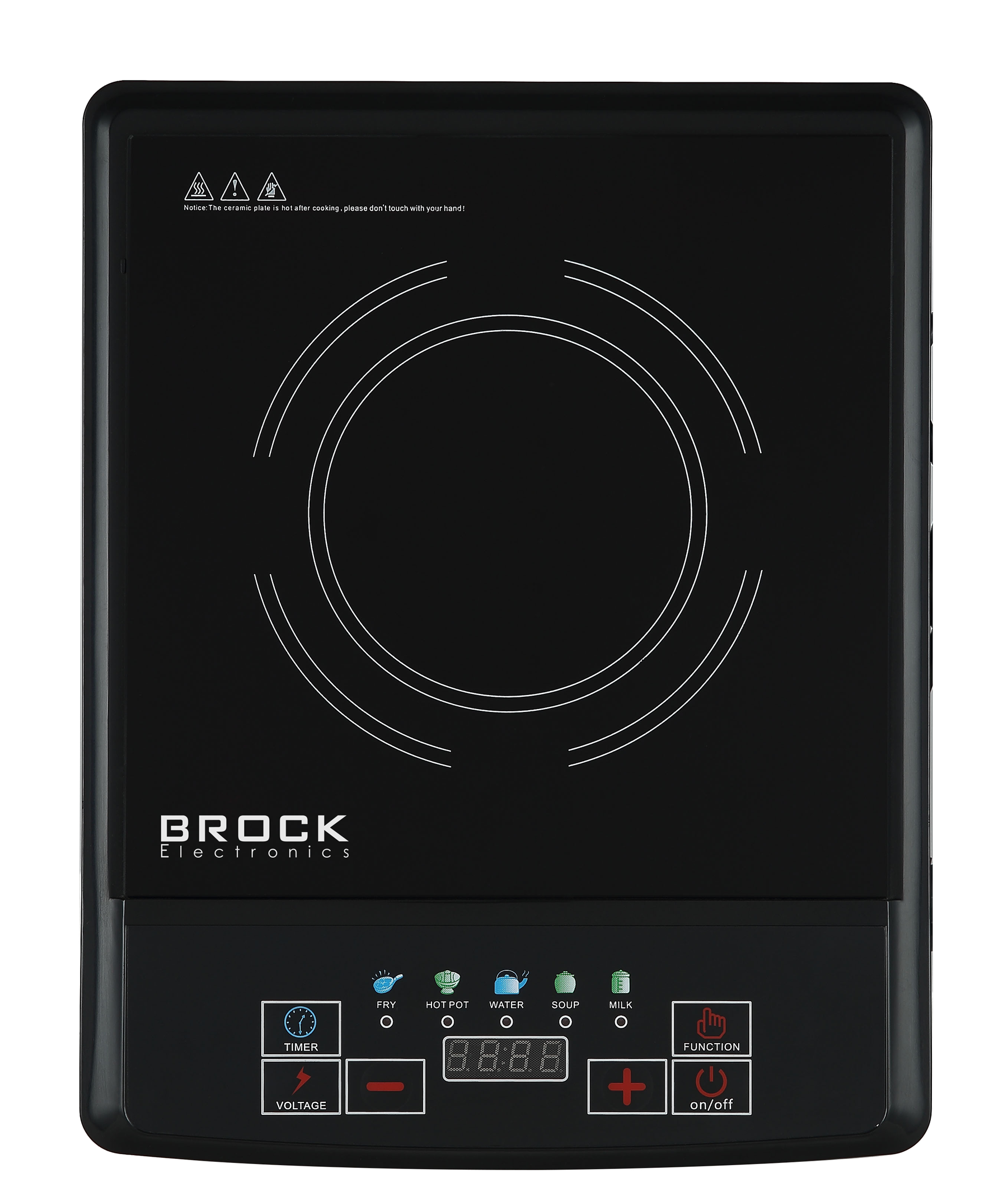 Brock HP 2012, 2000W, 1-zónás, Hordozható, Kerámia, Fekete, Indukciós főzőlap