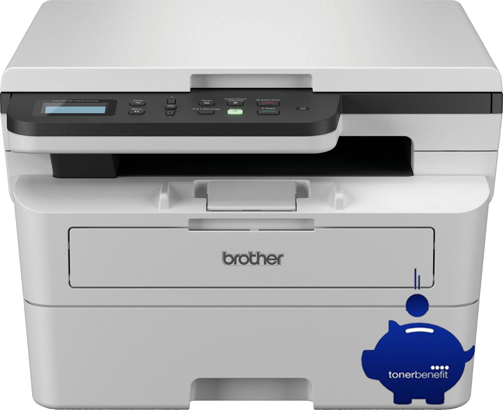 Brother DCP-B7620DW, TonerBenefit, 3 az 1-ben, A4, WiFi/LAN/USB, Duplex, Mono, Multifunkciós lézernyomtató
