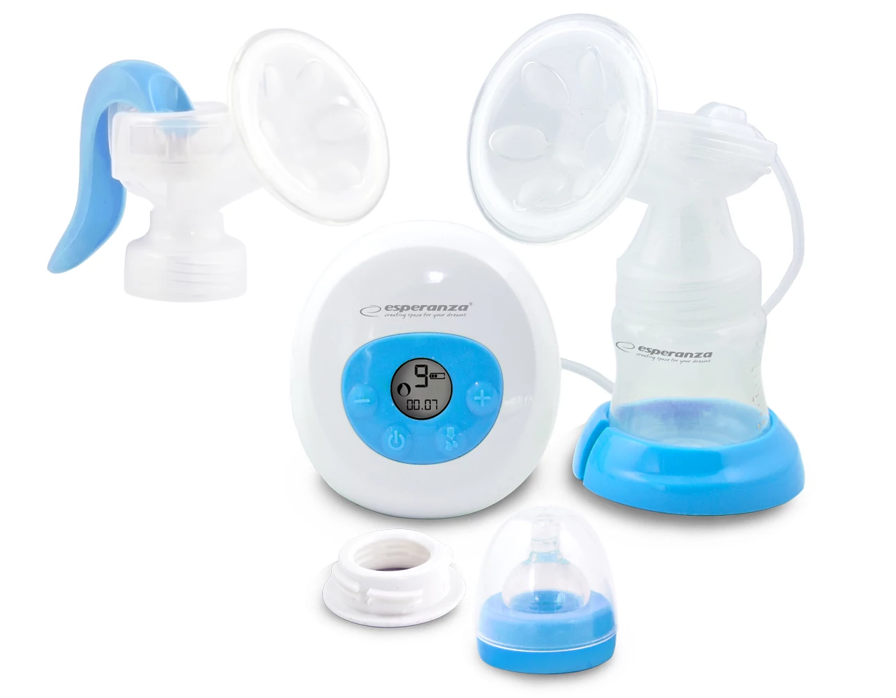 Esperanza ECM003B, Gemelos, 2in1, 150 ml, BPA mentes, Kézi és elektromos mellszívó