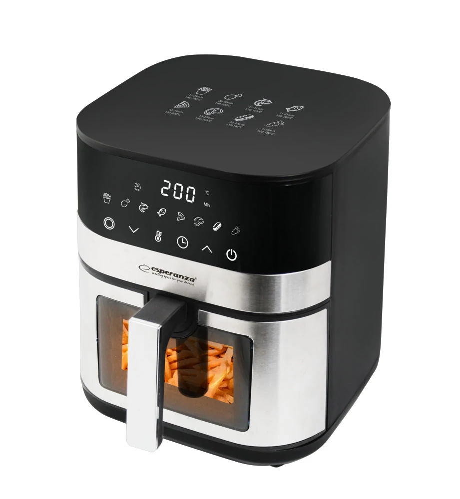 Esperanza EKA003 Pesce Alla Griglia, 1400 W,  5L, 8 Program, Okno, Černá nerezová ocel, Horkovzdušná trouba