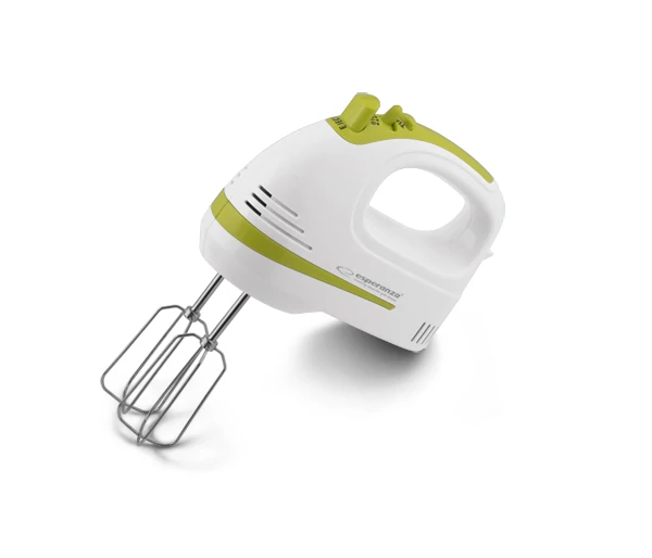 Esperanza EKM011, Apple Pie, 400W, 5 fokozat, Turbo funkció, Fehér-Zöld, Kézi mixer