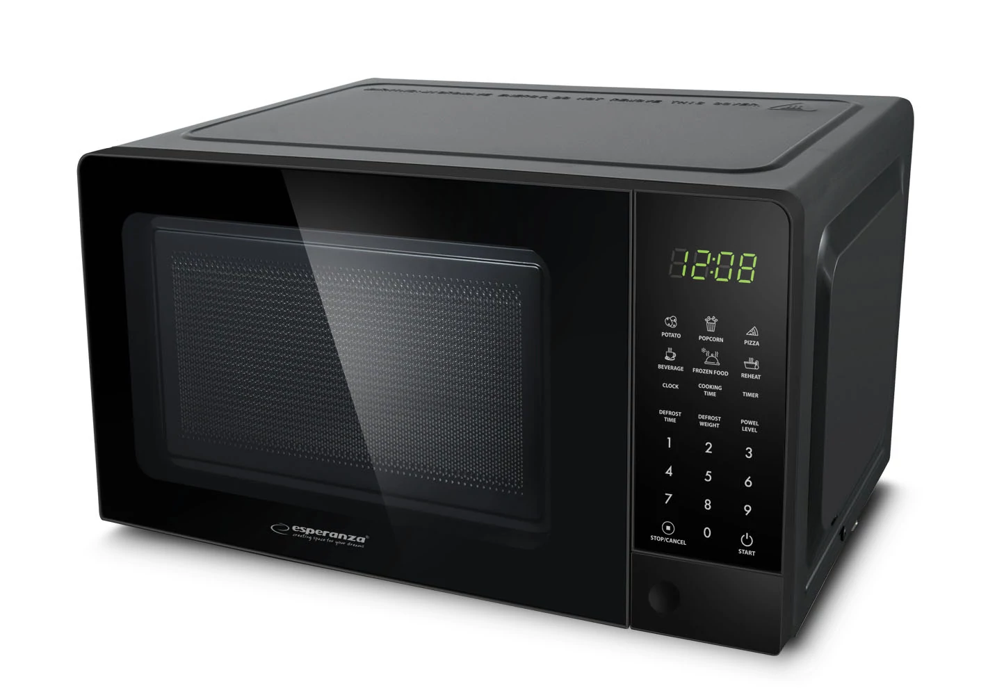 Esperanza EKO009, Horneado, 1100 W, 20 L, LED, 6 programov, Čierna, Mikrovlnná rúra