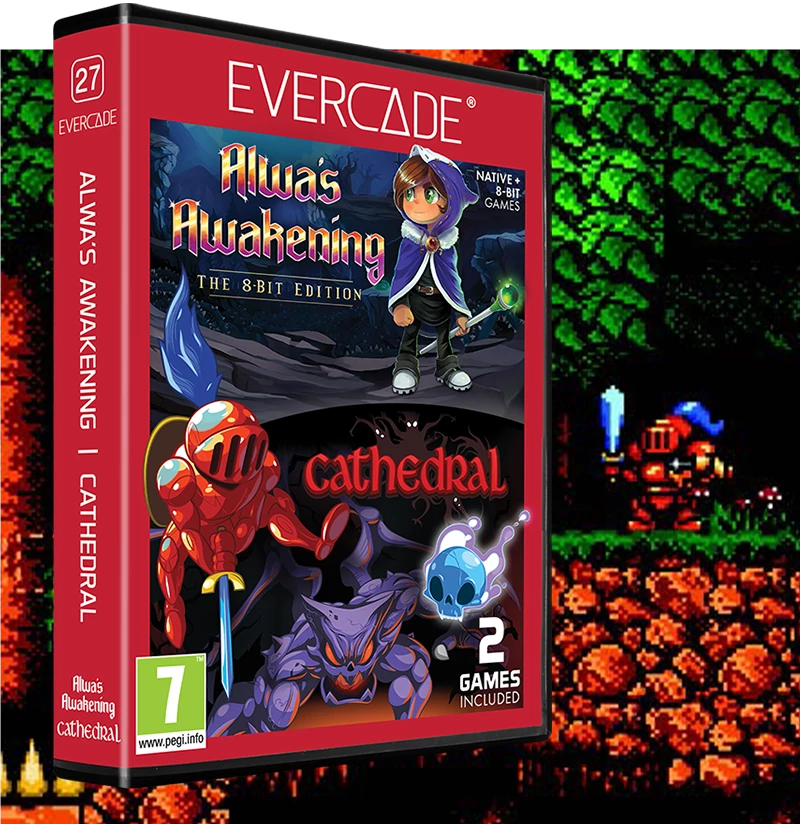 Evercade #27, Alwa’s Awakening 8-Bit Edition/Cathedral, 2in1, Retro, Multi Game, Játékszoftver csomag