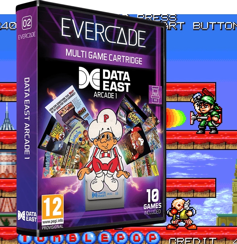 Evercade #02, Data East Arcade 1, 10in1, Retro, Multi Game, Játékszoftver csomag