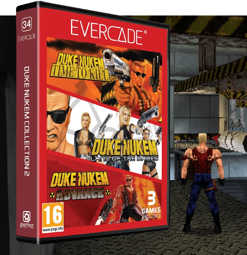 Multi Game Cartridge, Evercade #34, Duke Nukem Collection 2, 3in1, Retro