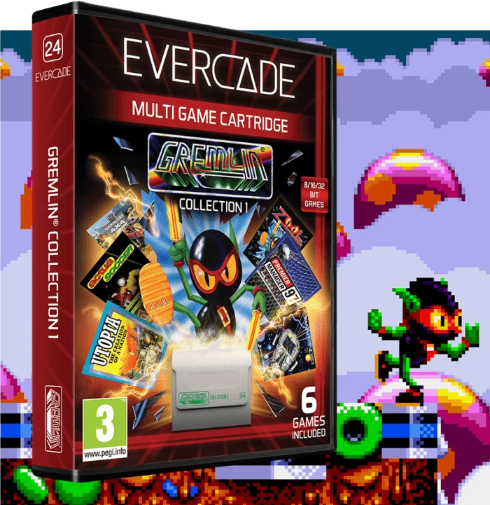 Evercade #24, Gremlin Collection 1, 6in1, Retro, Multi Game, Játékszoftver csomag