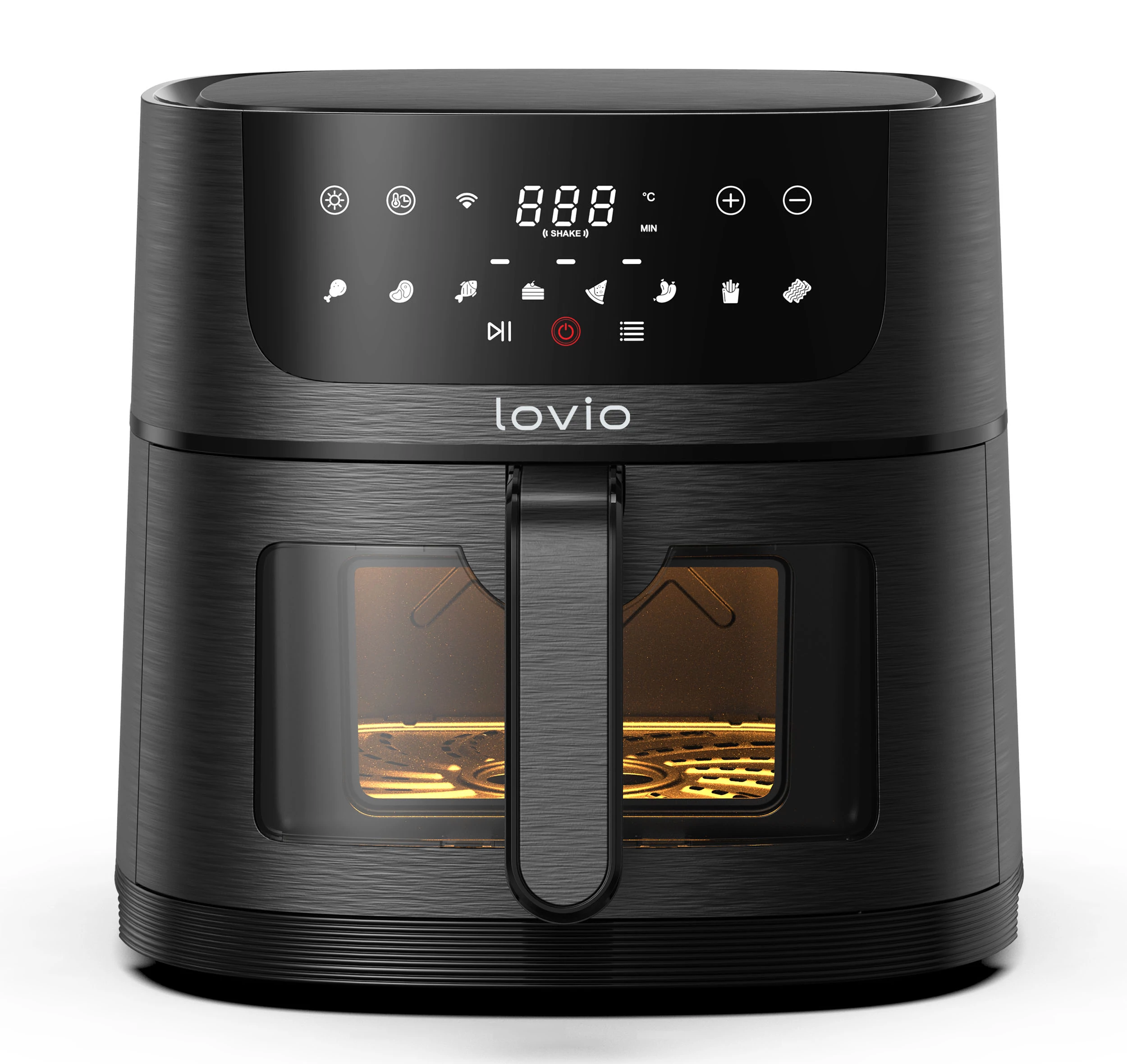 Lovio PureFry XL Smart, Air fryer, 1500W, 6 liter, 7+1 program, WiFi, Fekete, Forrólevegős sütő