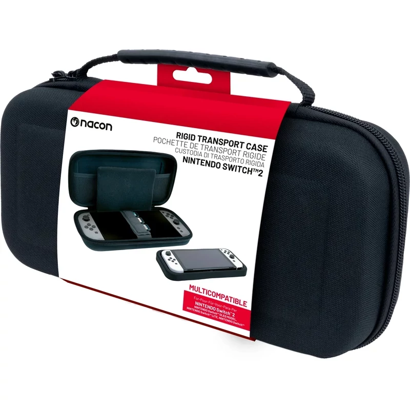 Nacon Rigid Transport Case, Nintendo Switch 2, Multikompatibilis, Beépített játéktároló, Fekete, Konzol táska