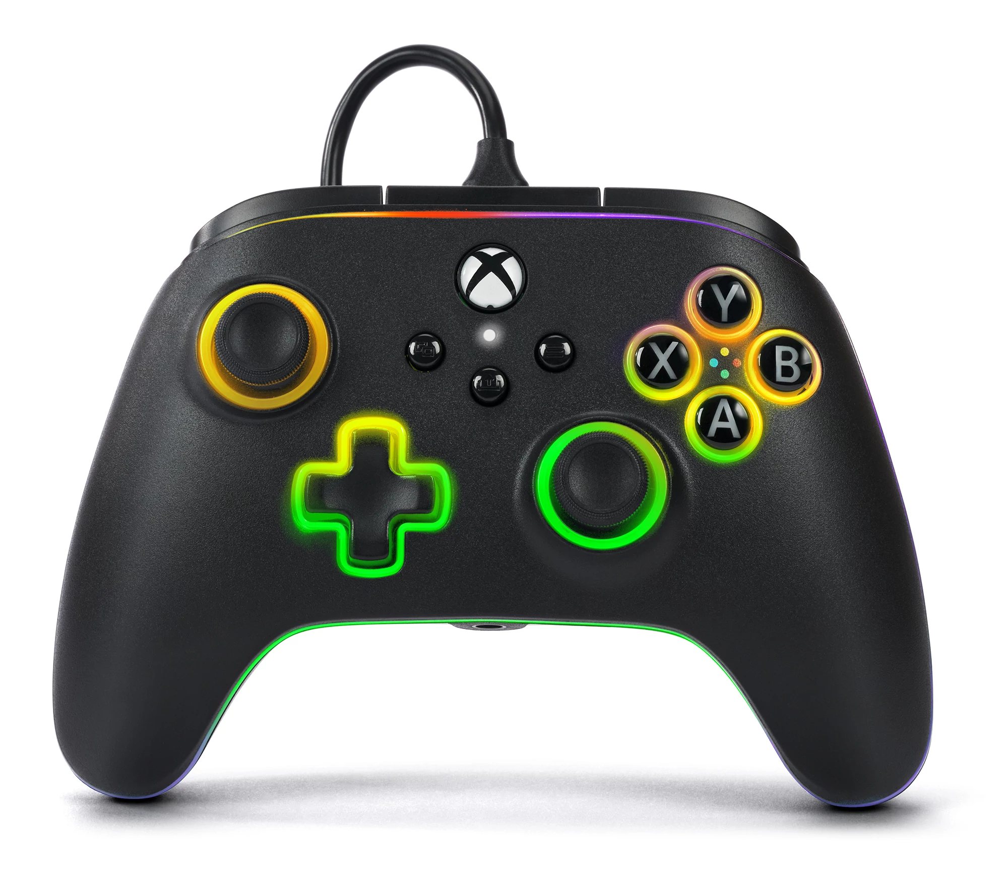 PowerA Advantage Lumectra, Xbox Series X|S, Xbox One, PC, RGB osvetlenie, čierny, káblový ovládač