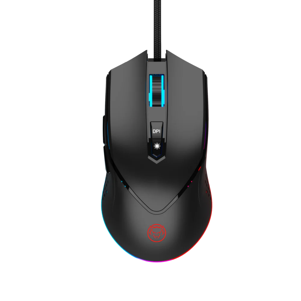 Mouse cu fir, QWare Gaming Milford, 10 000 DPI, RGB-LED, Programabil, Optic, USB, Negru