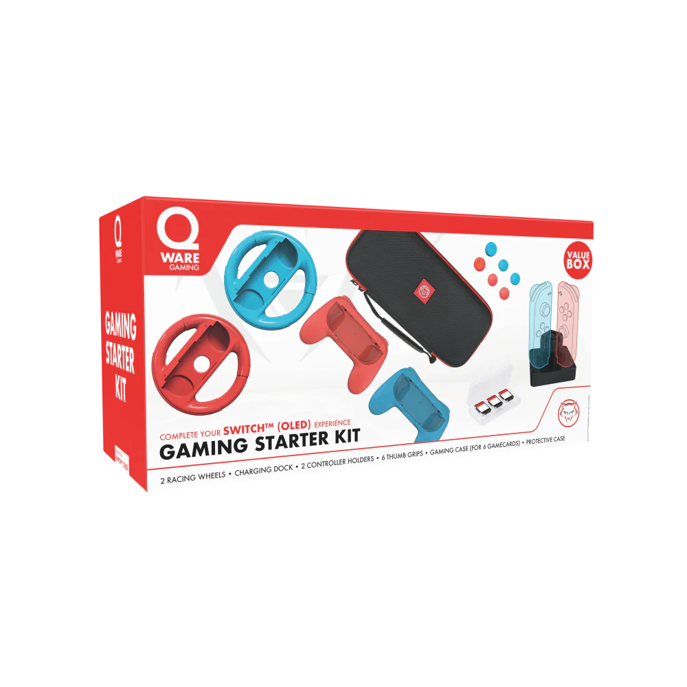 QWare Gaming Starter Kit, Nintendo Switch, 6-dielny, modro-červený, balík príslušenstva ku konzole