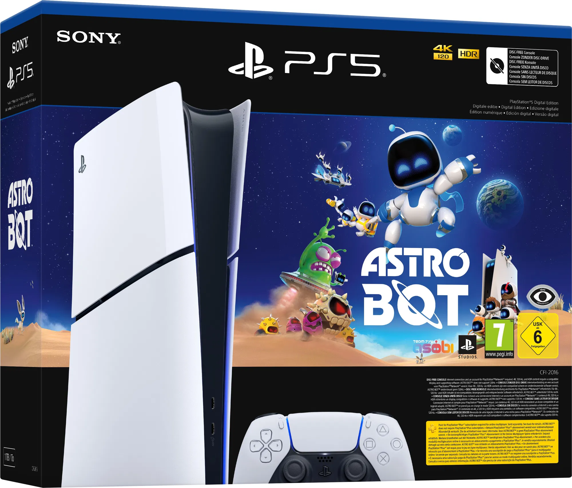 Sony PlayStation 5, Slim, 1TB, Digital Edition, 8K HDR, 120 FPS, Fehér, Játékkonzol (+ Astro Bot szoftver)