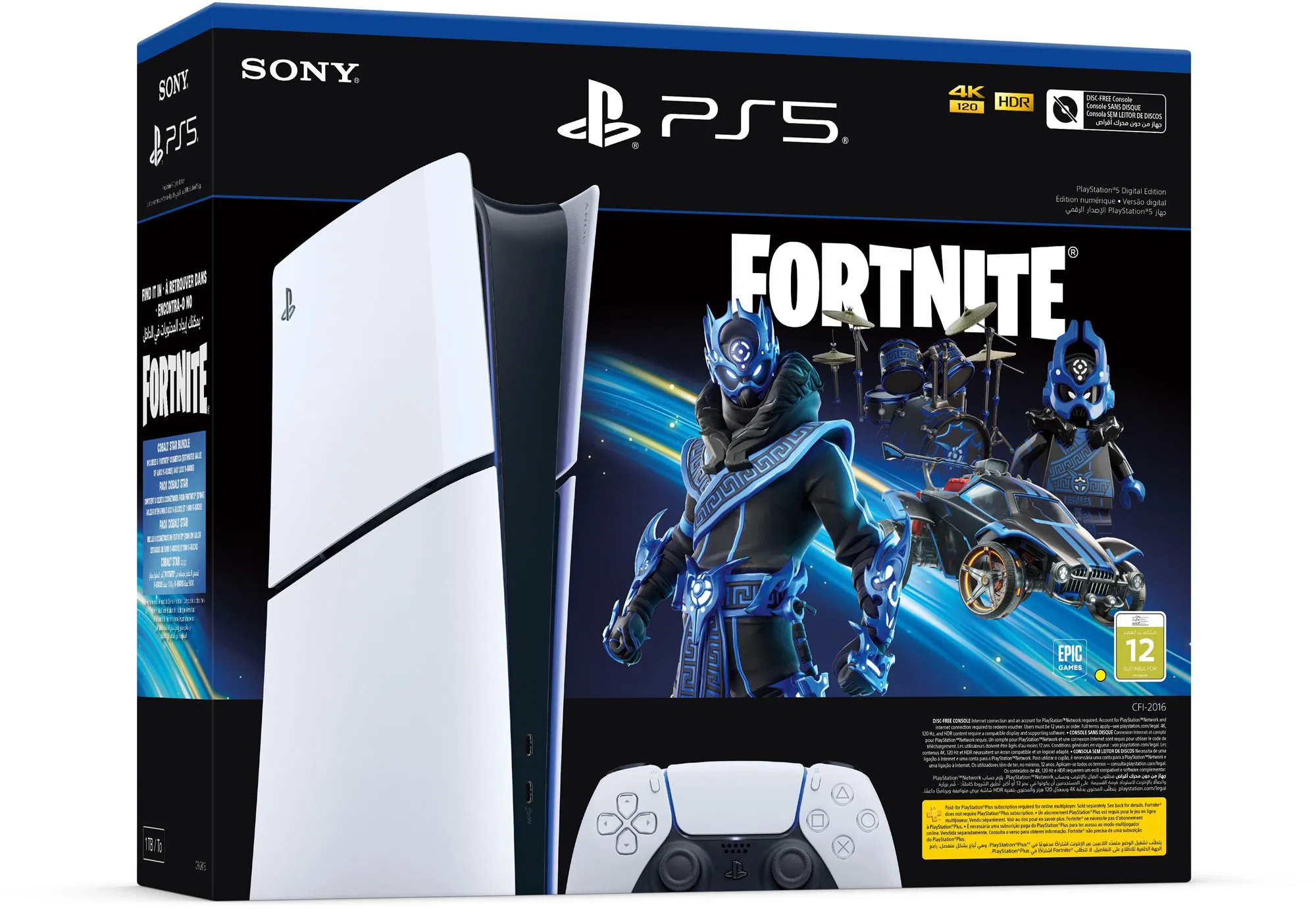 Sony PlayStation 5, Slim, 1TB, Digital Edition, 8K HDR, 120 FPS, Fehér, Játékkonzol (+ Fortnite Cobalt Star)