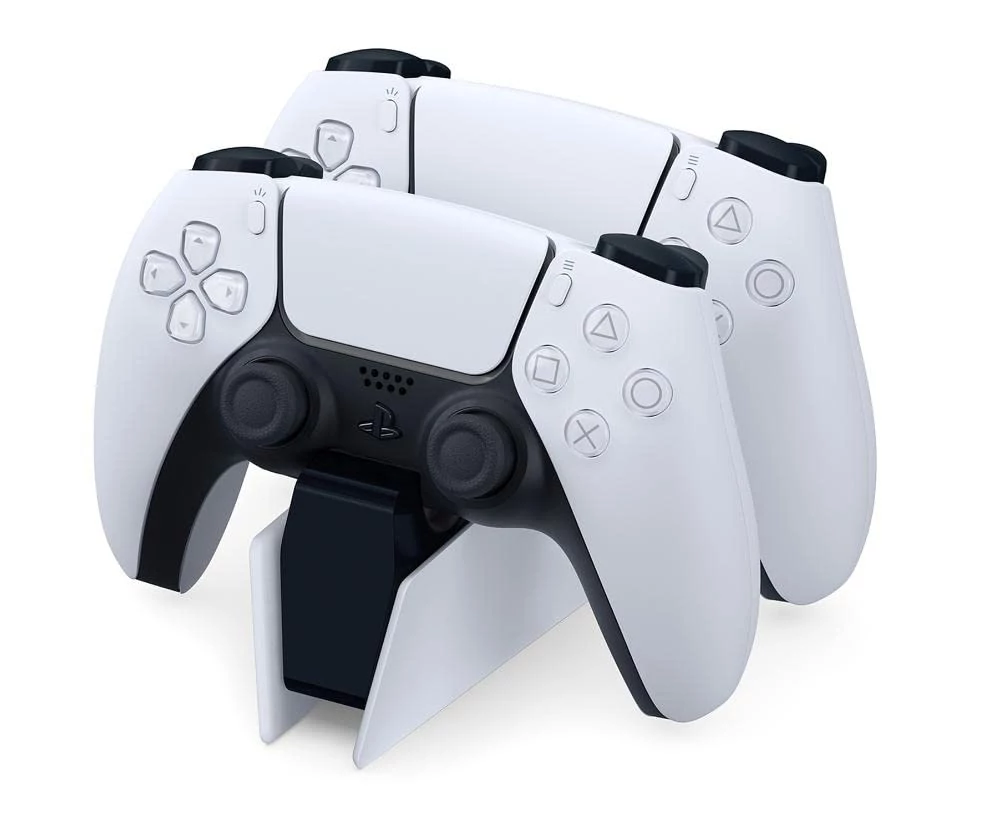 Sony PlayStation 5, DualSense, dvojité nabíjanie, bielo-čierna, nabíjacia stanica pre ovládače