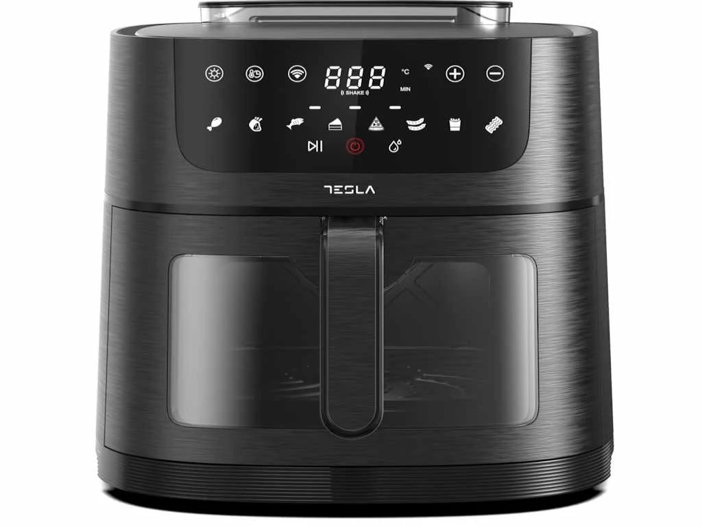 Tesla AF810BGW, Air fryer, 8 L, 1800W, 80-200 C, Wi-Fi, 8 program, Ablakos, Fekete, Forrólevegős Sütő
