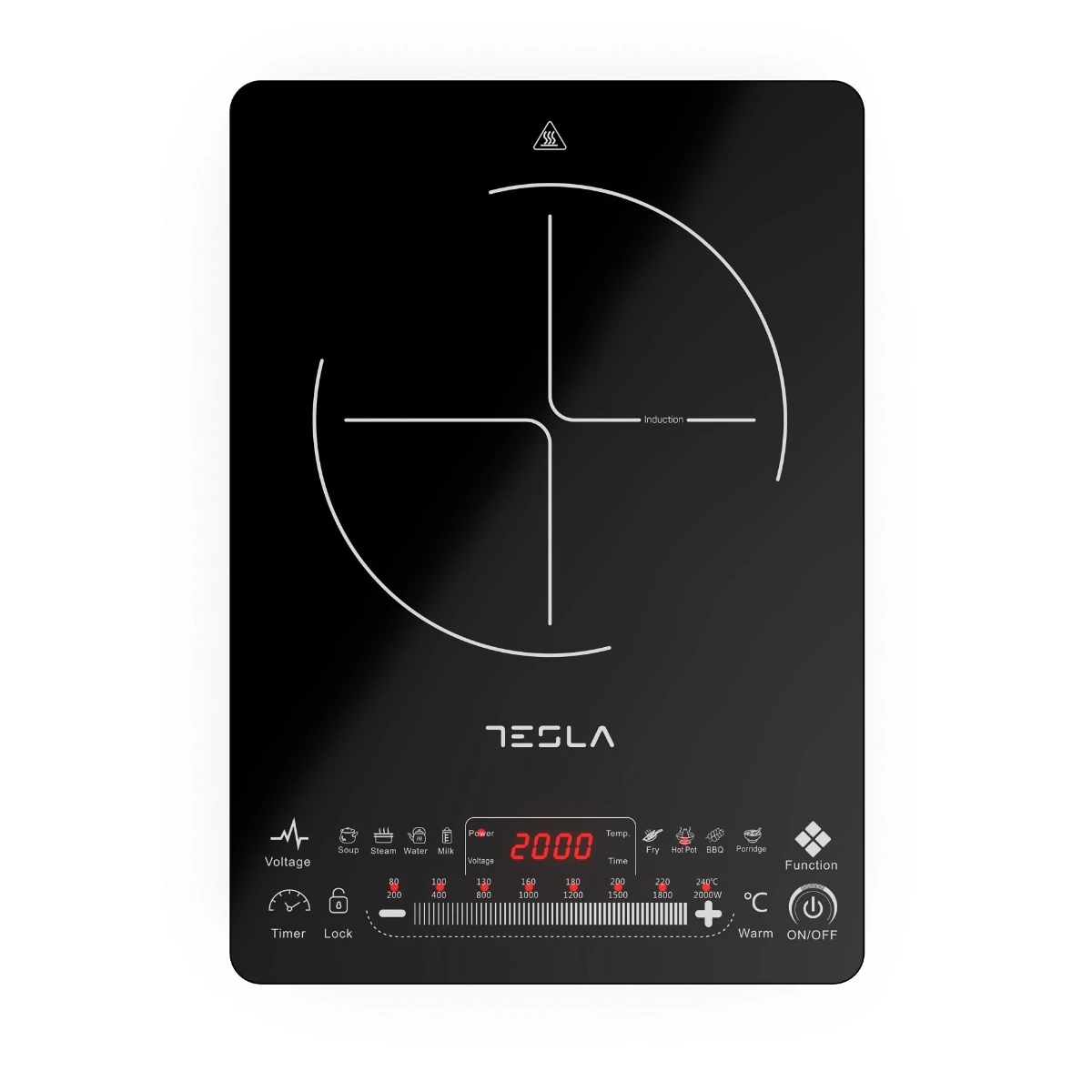 Tesla IC400B, 2000W, 1 zonă, 80-240oC, portabil, sticlă cristal, negru, plită cu inducție