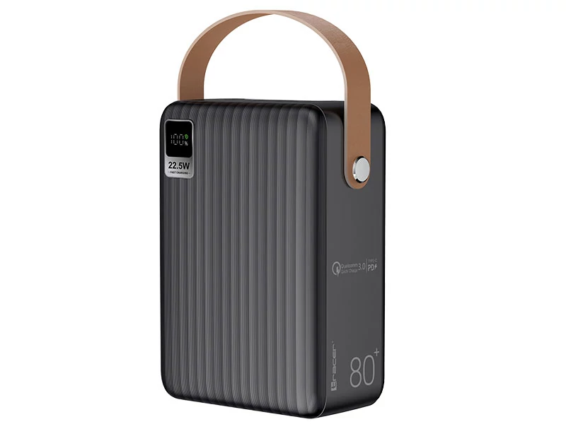 Tracer Skala-8, 80 000 mAh, 7 portov, rýchle nabíjanie 3.0, USB/Lightning, čierna, prenosná batéria