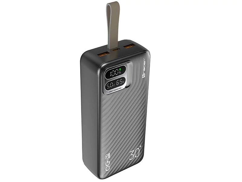 Tracer Blaze, 30 000 mAh, PD 65W, Quick Charge 3.0, USB Type-C, čierna, prenosná batéria