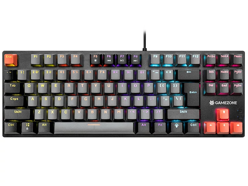 Tastatura cu fir, Tracer Strike 87, GameZone, Rainbow LED iluminare, US, Mecanic, USB, Negru