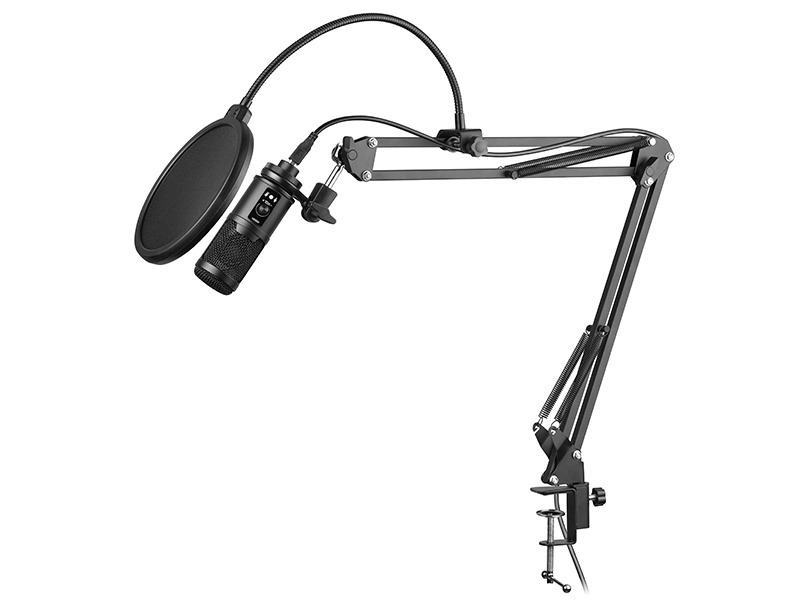 Tracer Studio Pro USB fekete kondenzációs mikrofon POP szűrővel