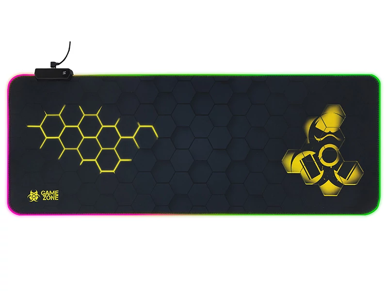 Tracer HEXY1, GameZone, 800 x 300 mm, Iluminare RGB, țesătură texturată, anti-alunecare, negru, tastatură și mouse pad
